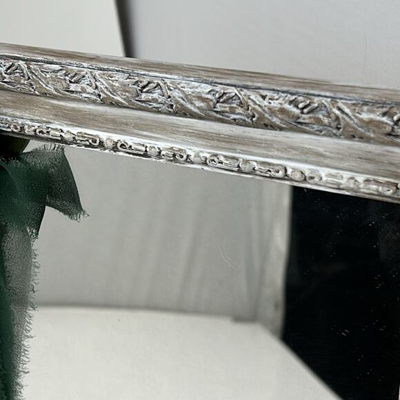 Hand Painted & Distressed Mirror Paper Rose & Green Chiffon Bow - Picture 5 of 9